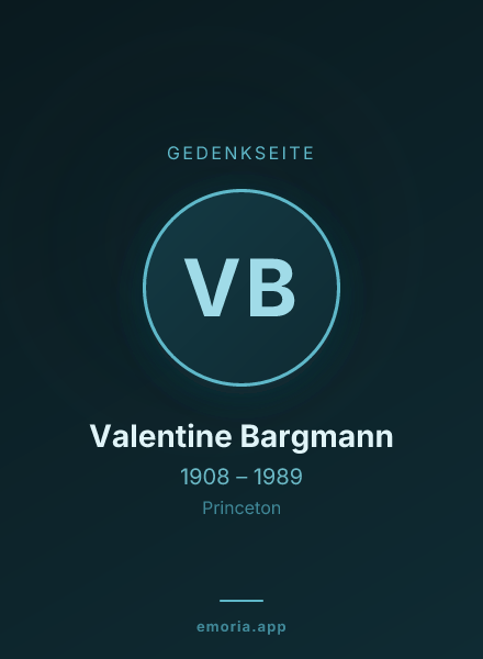 Gedenkportrait von Valentine Bargmann