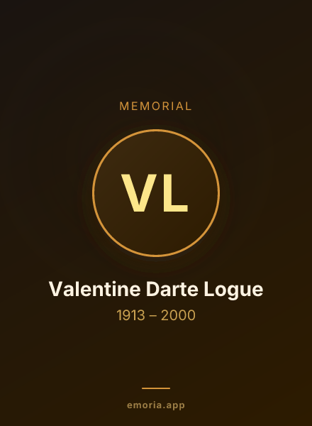 Memorial portrait of Valentine Darte Logue