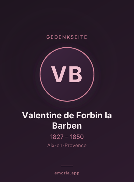 Gedenkportrait von Valentine de Forbin la Barben