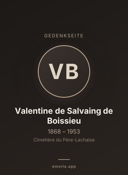 Gedenkportrait von Valentine de Salvaing de Boissieu