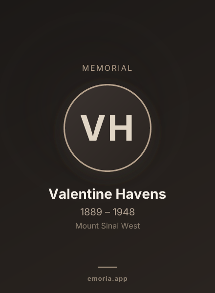 Memorial portrait of Valentine Havens