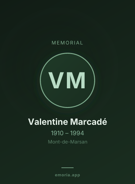 Memorial portrait of Valentine Marcadé