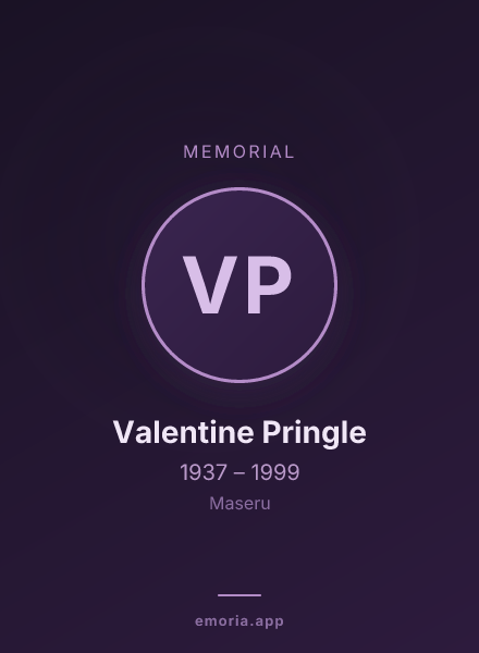 Memorial portrait of Valentine Pringle