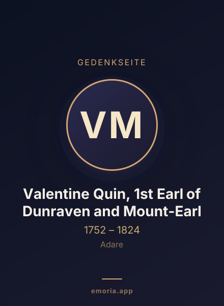 Gedenkportrait von Valentine Quin, 1st Earl of Dunraven and Mount-Earl