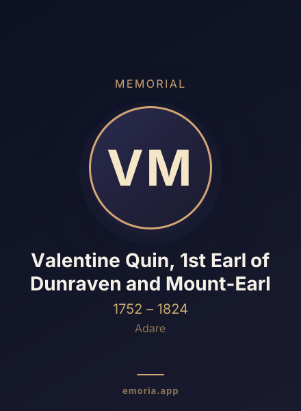 Memorial portrait of Valentine Quin, 1st Earl of Dunraven and Mount-Earl