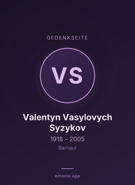 Gedenkportrait von Valentyn Vasylovych Syzykov