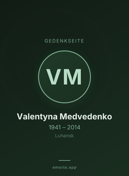 Gedenkportrait von Valentyna Medvedenko