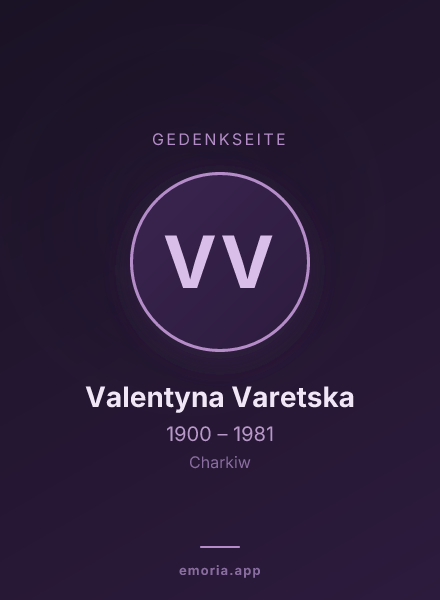 Gedenkportrait von Valentyna Varetska