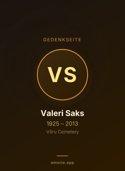 Gedenkportrait von Valeri Saks