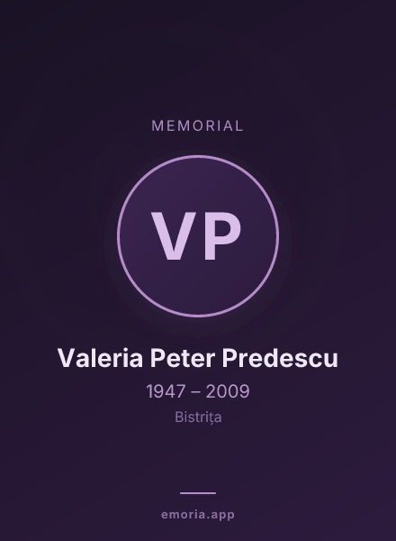 Memorial portrait of Valeria Peter Predescu