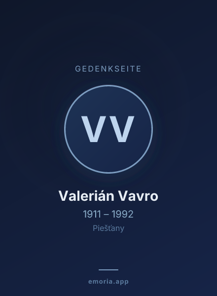 Gedenkportrait von Valerián Vavro