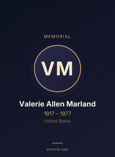 Memorial portrait of Valerie Allen Marland