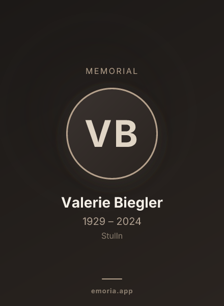 Memorial portrait of Valerie Biegler