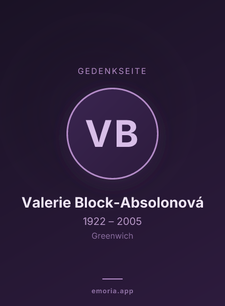 Gedenkportrait von Valerie Block-Absolonová