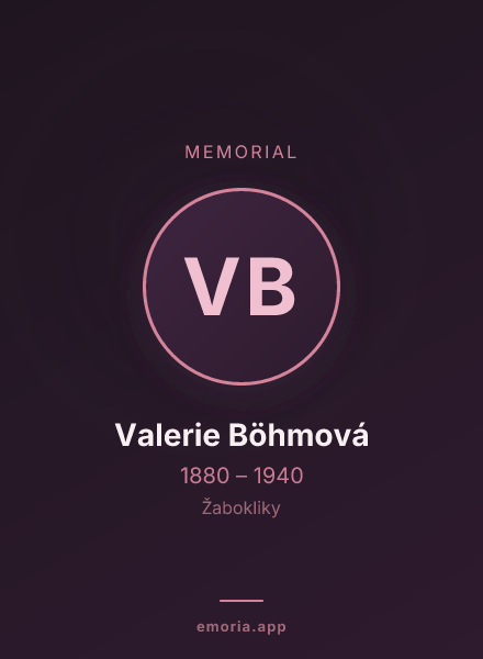 Memorial portrait of Valerie Böhmová