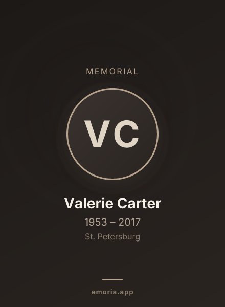 Memorial portrait of Valerie Carter