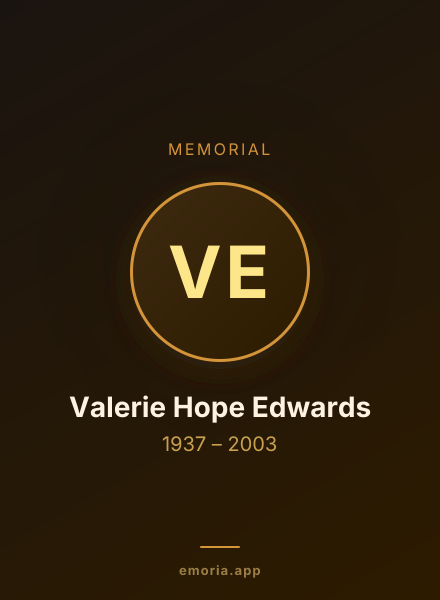 Memorial portrait of Valerie Hope Edwards