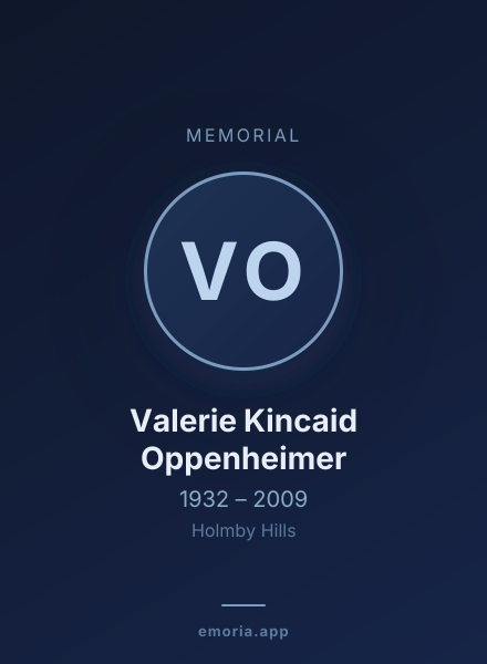Memorial portrait of Valerie Kincaid Oppenheimer