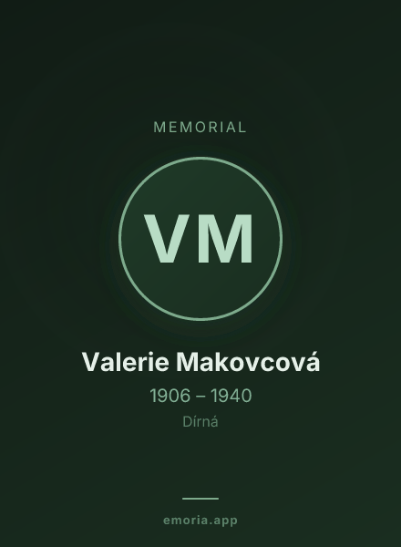 Memorial portrait of Valerie Makovcová