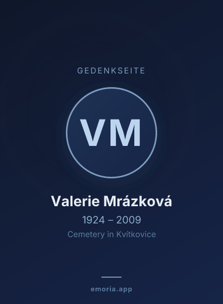 Gedenkportrait von Valerie Mrázková