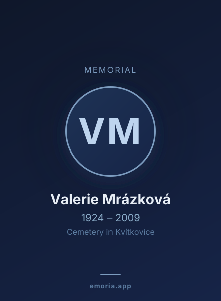 Memorial portrait of Valerie Mrázková