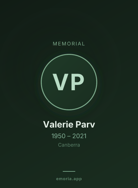 Memorial portrait of Valerie Parv
