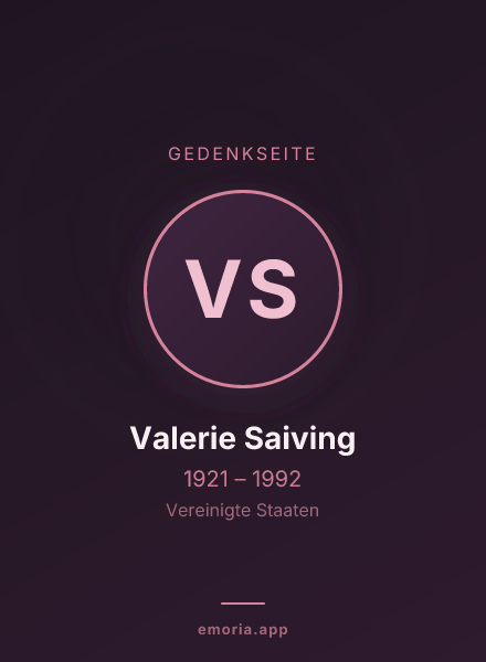 Gedenkportrait von Valerie Saiving