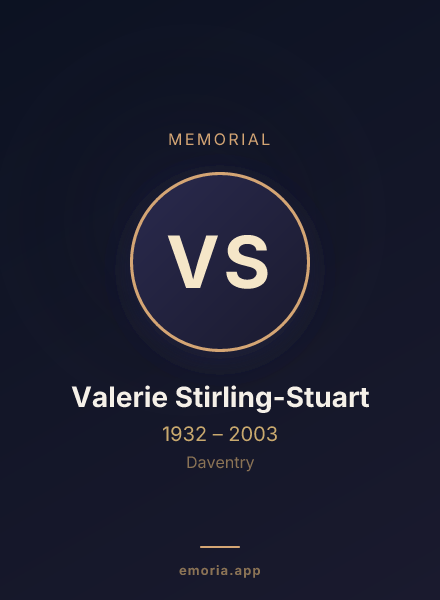 Memorial portrait of Valerie Stirling-Stuart