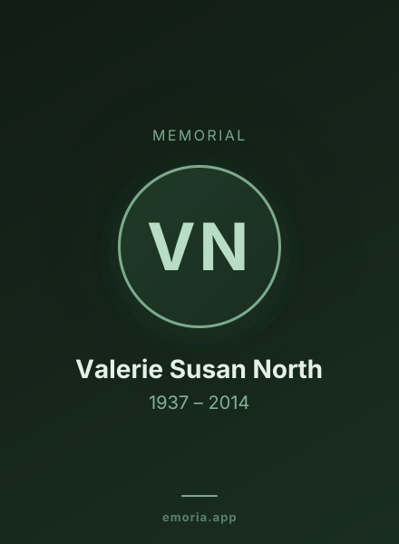 Memorial portrait of Valerie Susan North