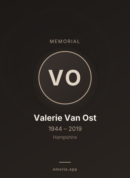 Memorial portrait of Valerie Van Ost
