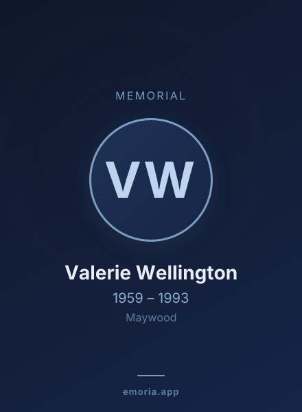 Memorial portrait of Valerie Wellington