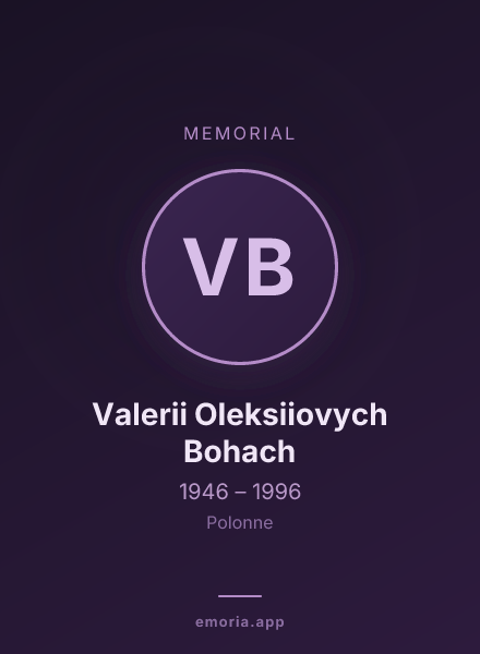 Memorial portrait of Valerii Oleksiiovych Bohach