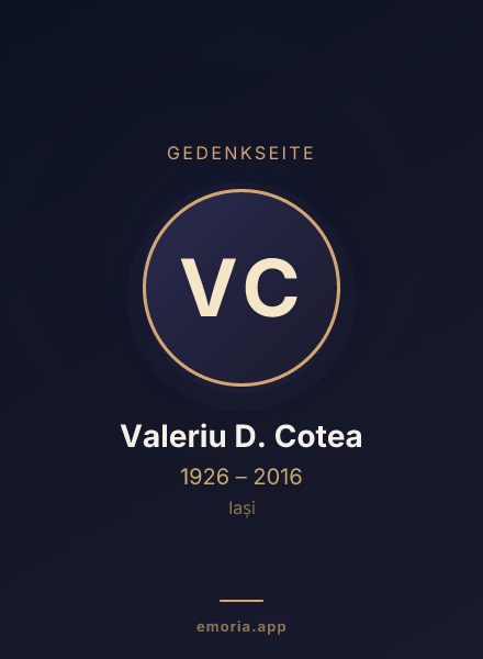 Gedenkportrait von Valeriu D. Cotea