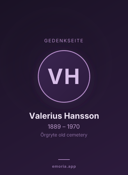 Gedenkportrait von Valerius Hansson