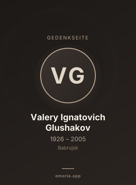 Gedenkportrait von Valery Ignatovich Glushakov
