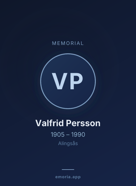 Memorial portrait of Valfrid Persson