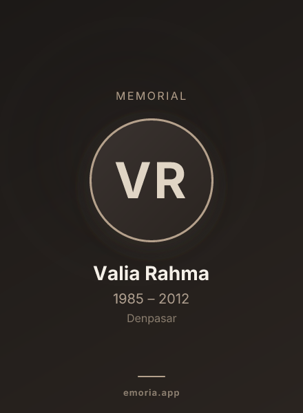 Memorial portrait of Valia Rahma