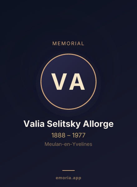 Memorial portrait of Valia Selitsky Allorge