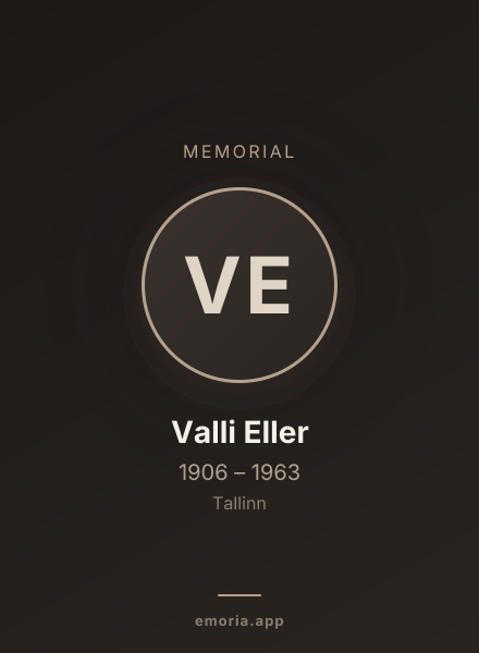 Memorial portrait of Valli Eller