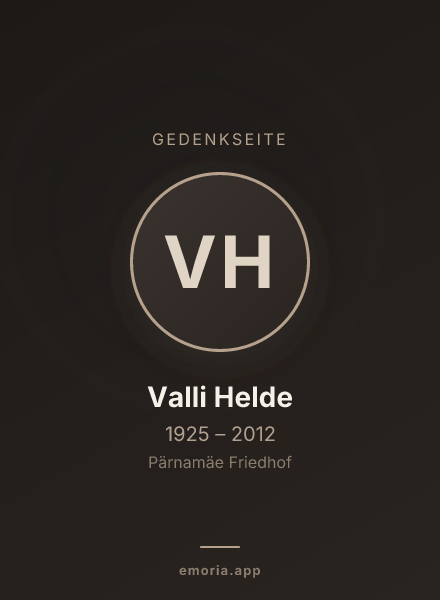Gedenkportrait von Valli Helde