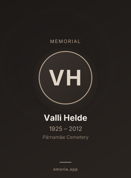 Memorial portrait of Valli Helde