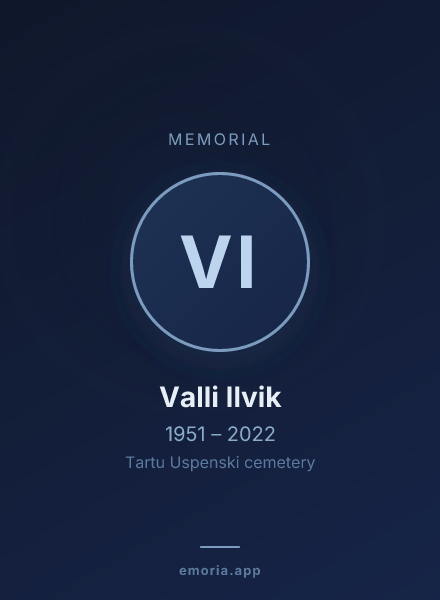 Memorial portrait of Valli Ilvik