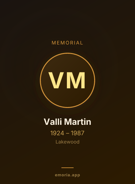 Memorial portrait of Valli Martin