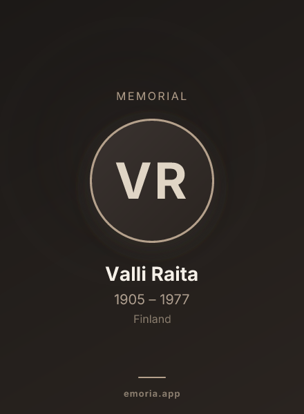 Memorial portrait of Valli Raita