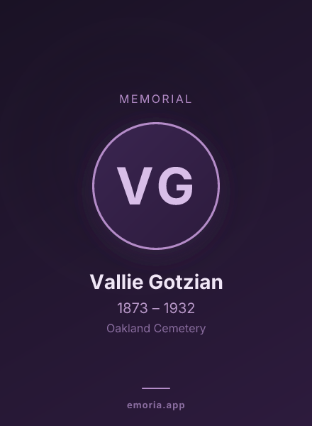 Memorial portrait of Vallie Gotzian