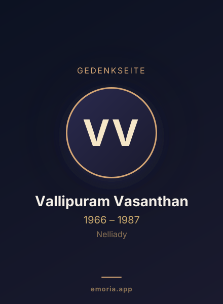 Gedenkportrait von Vallipuram Vasanthan