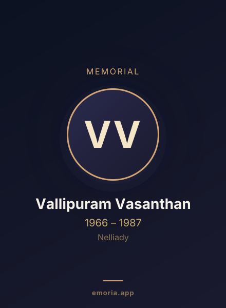Memorial portrait of Vallipuram Vasanthan