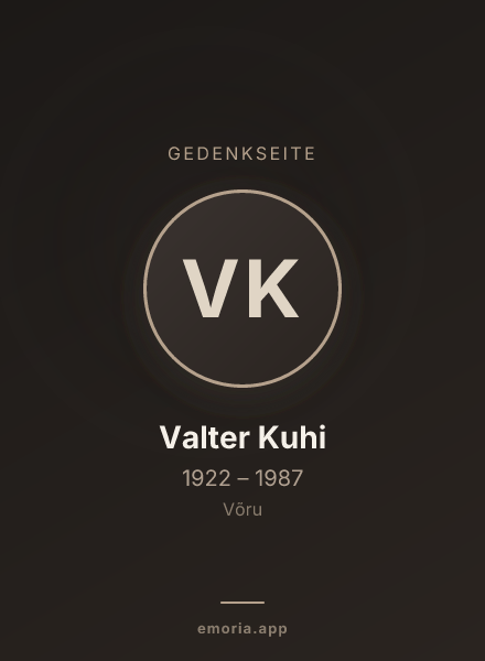 Gedenkportrait von Valter Kuhi