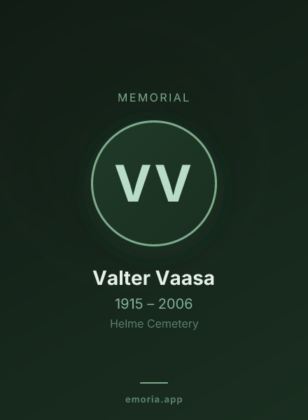 Memorial portrait of Valter Vaasa