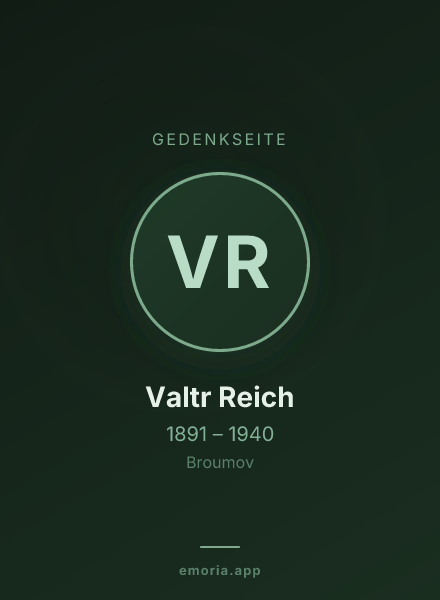 Gedenkportrait von Valtr Reich
